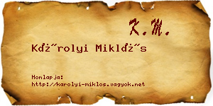 Károlyi Miklós névjegykártya